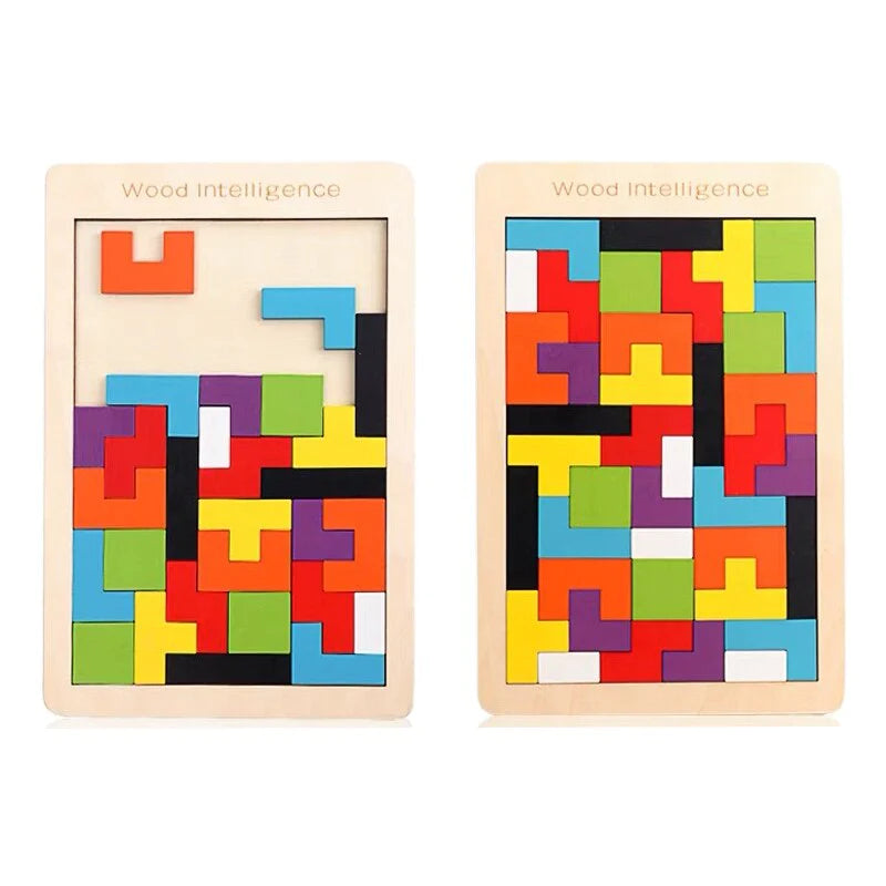 Colorful Wooden Tetris Game Toys