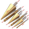 6pcs 4-12/4-20/4-32 mm HSS Straight Step Drill Bit Titanium Coated Wood Metal Hole Cutter Core Cone Drilling Tools Set Free 3mm