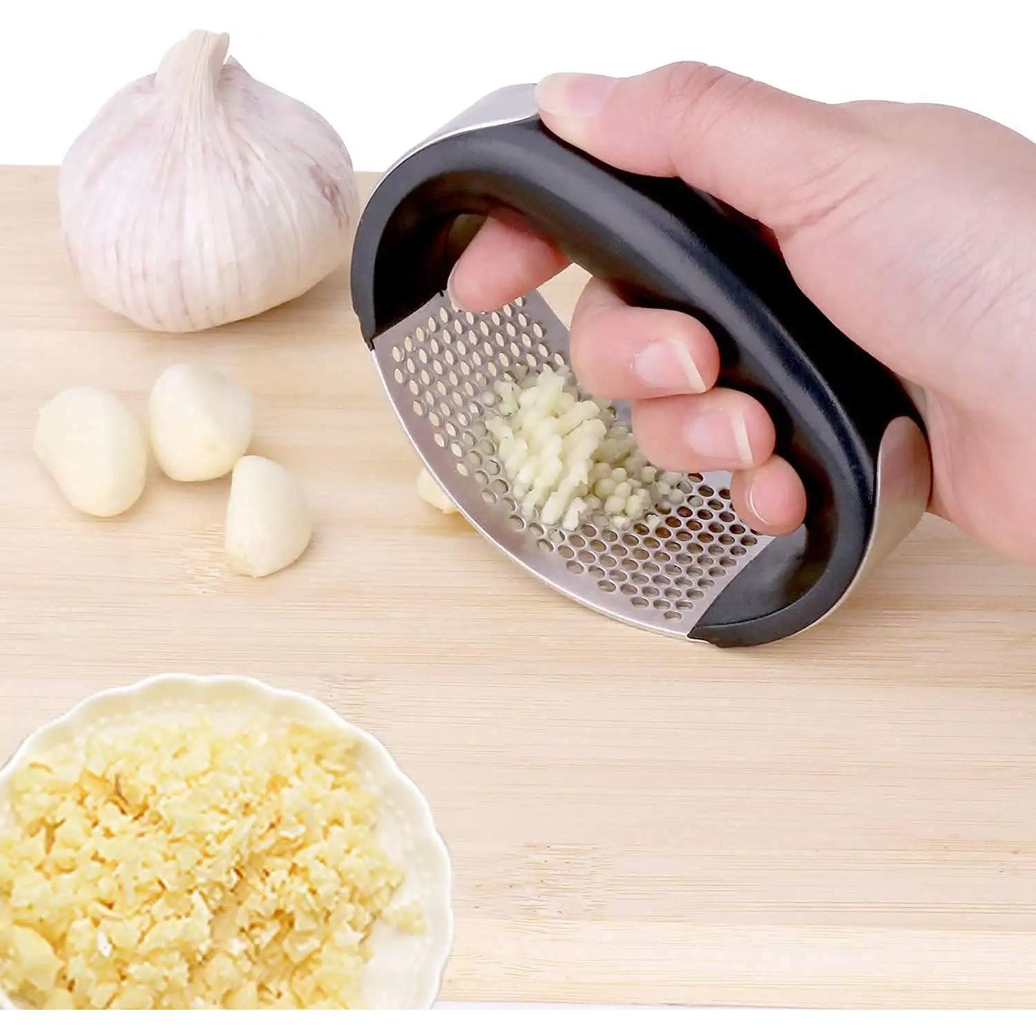 VEGETABLE PRESS™ | STAINLESS STEEL MANUAL PRESS FOR GARLIC AND VEGETABLES.