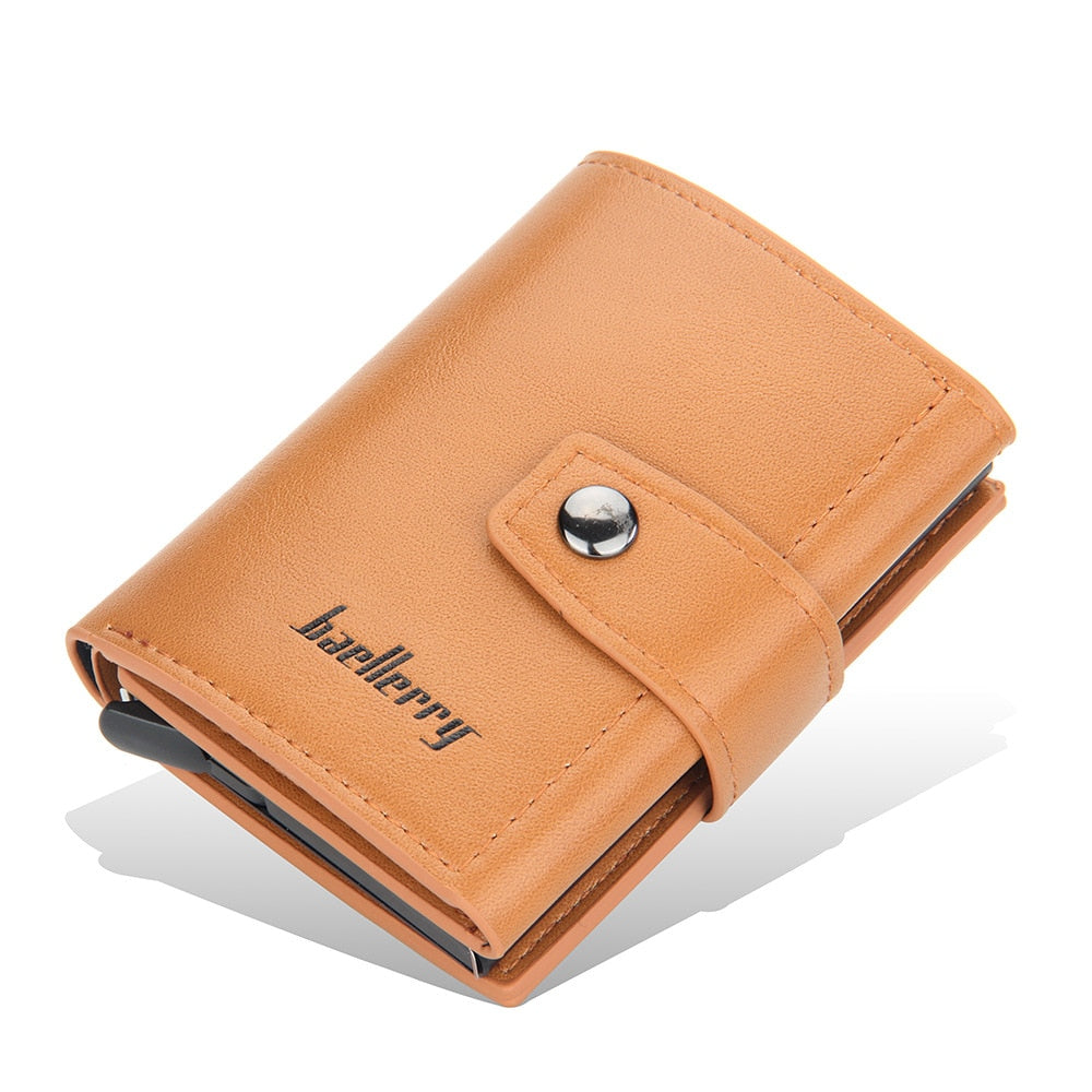 (Up to 15 cards) Automatic Leather Card Holder with buckle & RFID Protection