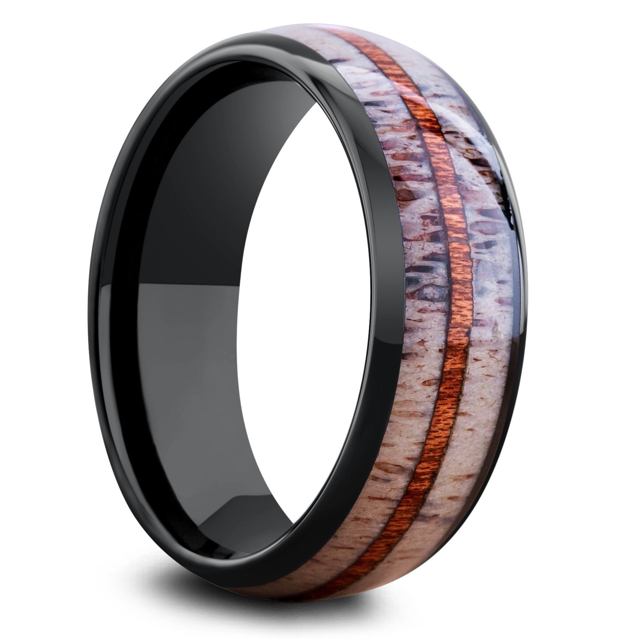 Mountain Buck - Antler Ring With Koa Wood Center