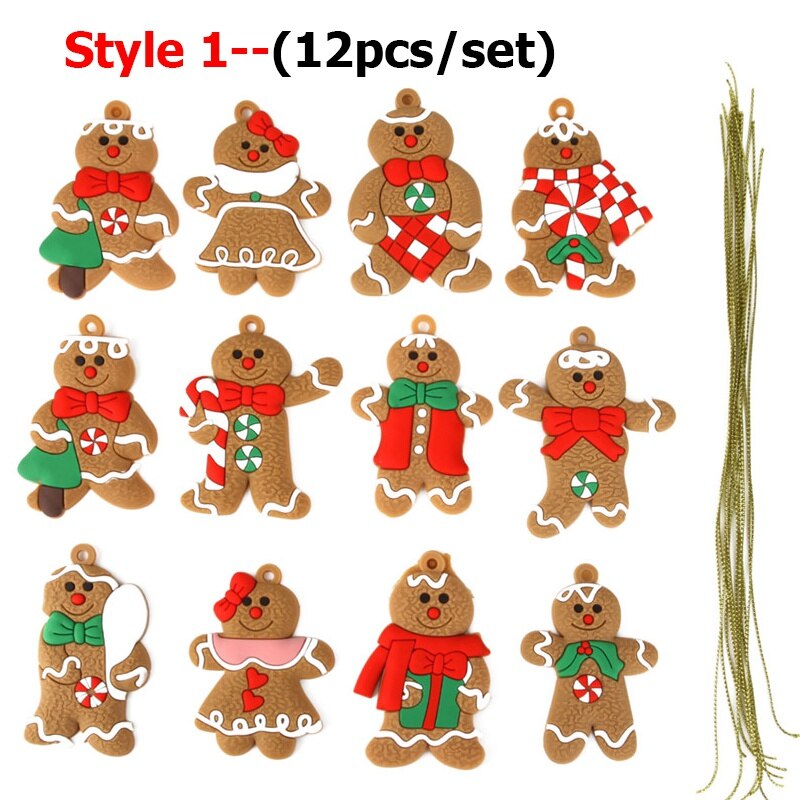 12pcs Gingerbread Man Ornaments