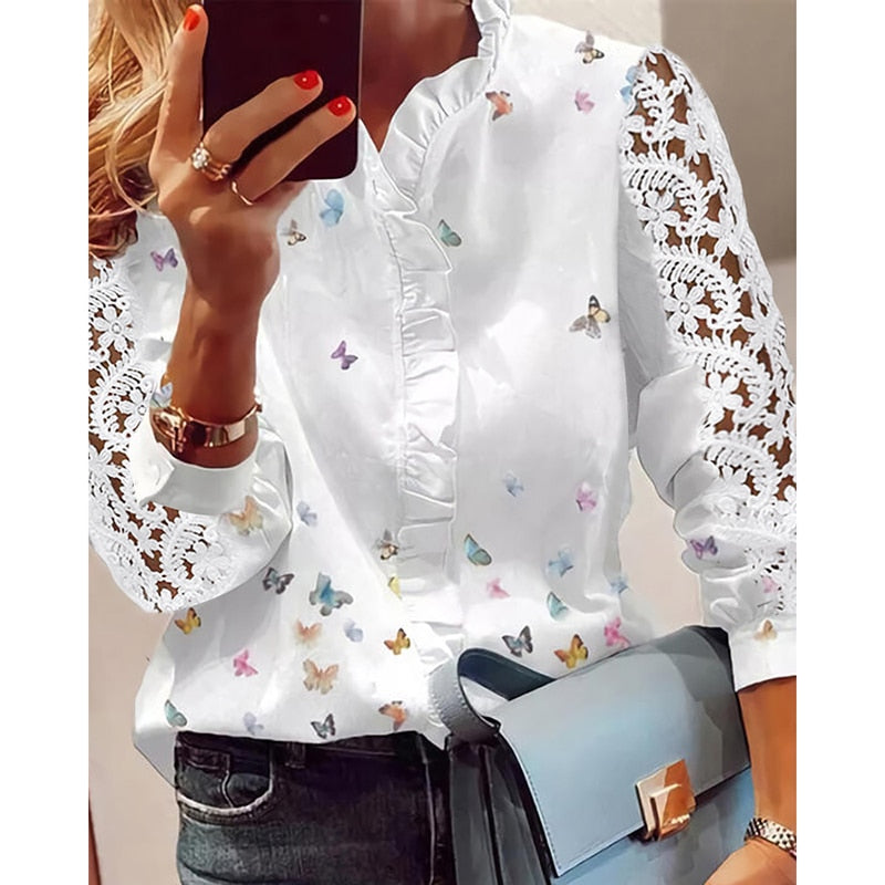 ATHENA™ Elegant Fashion Butterfly Print Blouse