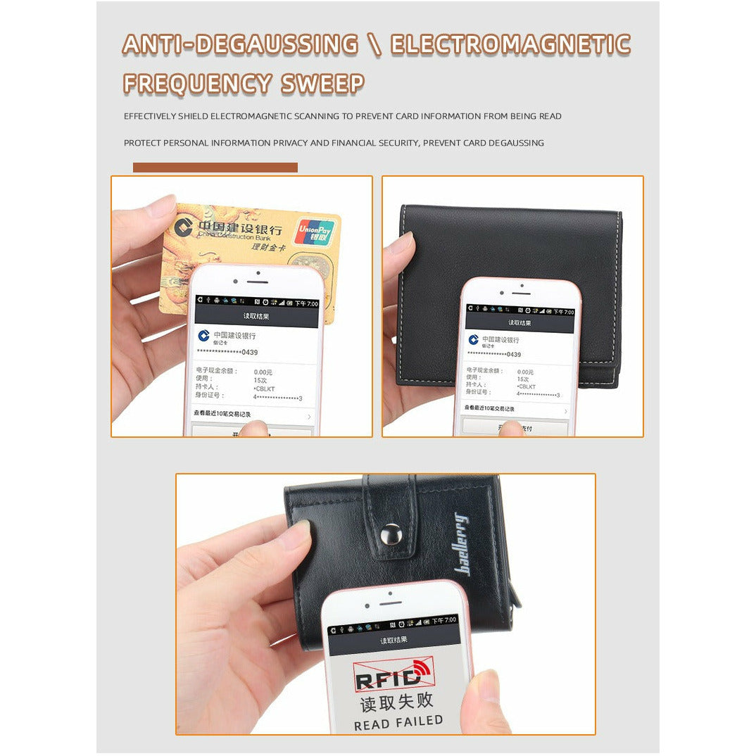 (Bis zu 15 Karten) Automatischer Kartenhalter aus Leder mit Schnalle und RFID-Schutz