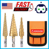 Load image into Gallery viewer, 3pcs/Set Titanium Step Cone Drill Hole Cutter Bit HSS Large Set Tool With Pouch